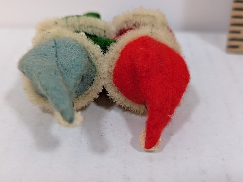 Rare Vtg Felt Christmas Elf Set In Green And Red W/ Pipe Cleaner Arms & Legs - Picture 5 of 5