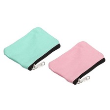 Coin Purse Pouch Change Purses Small Organizer Bags 3" x 5", Green Pink 2pcs