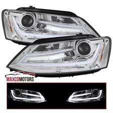 Projector Headlights Fit 2011-2018 Volkswagen VW Jetta MK6 LED Strip Head Lamps