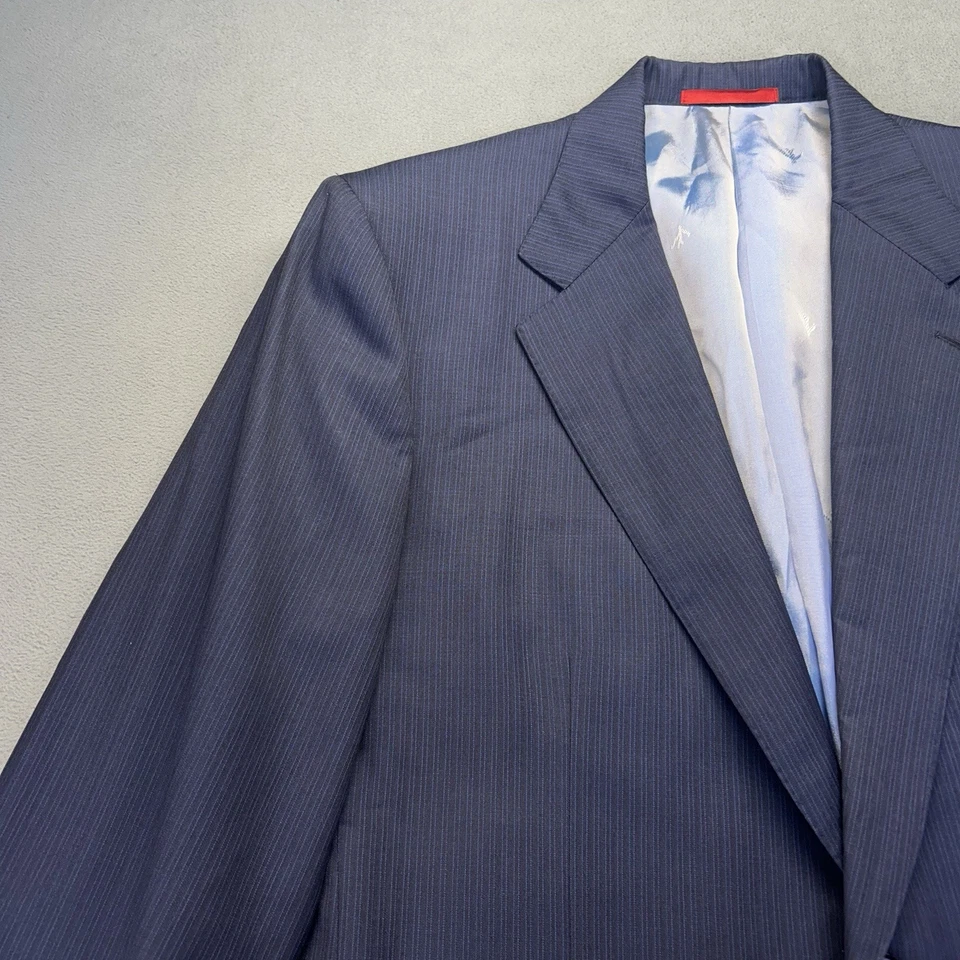 Blazer de lana Isaia Napoli para hombre abrigo deportivo italiano 52R azul marino a rayas años 120 Foto 4 de 4