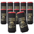 Cheers and Beers to 60 Years Can Coolers, Set of 12 - Black and Gold 60th Bir...