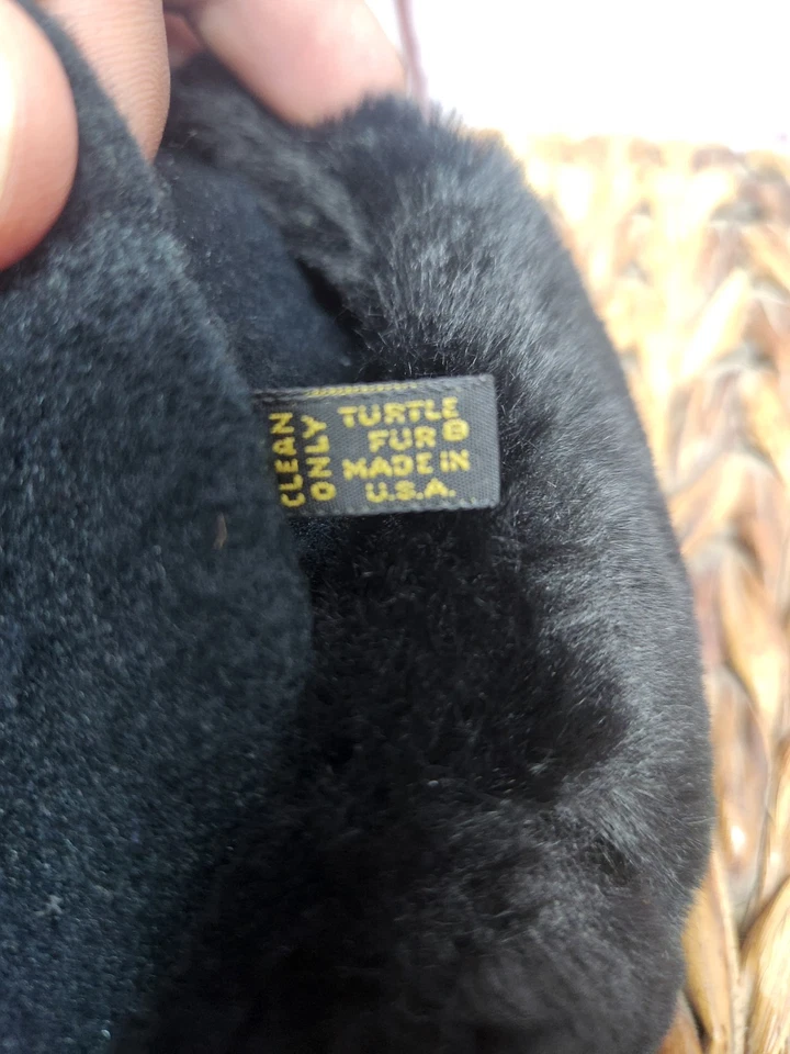 De Colección Gorro de Piel de Tortuga 100% Lana Clásico Sombrero Negro Hecho en EE. UU. Único Suave Foto 4 de 4