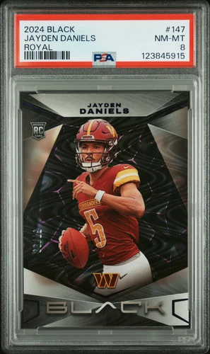 2024 Panini Black Jayden Daniels Royal #147 57/99 PSA 8