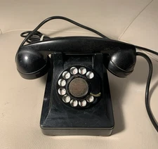 Bell System Western Electric Telephone Black F1 Rotary Desk 1940s Vtg Untested