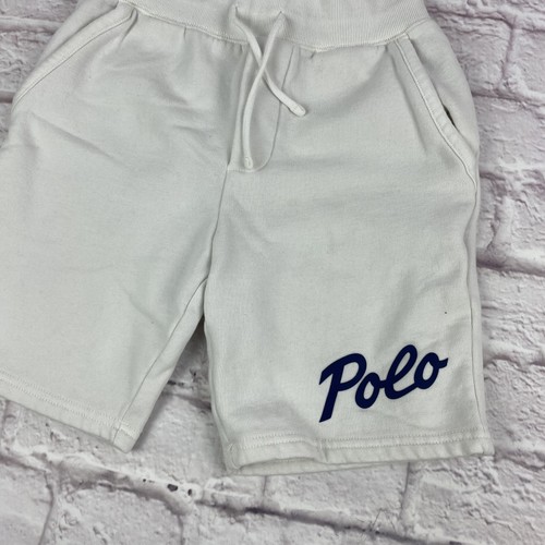 Polo Ralph Lauren Shorts Boys Small White Blue Pocket Drawstring Athletic Cotton - Picture 2 of 9