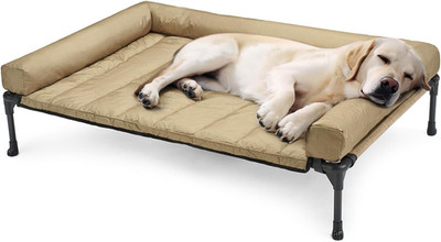 Cooling Elevated Dog Bed Add Removable Waterproof Bolster Cushion Mat, Raised Pe