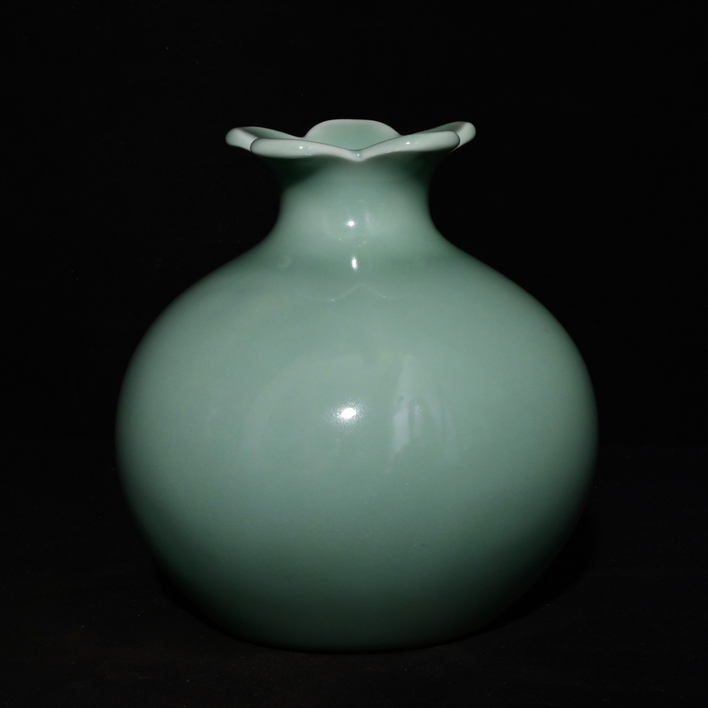 A Pair Nice Chinese Art Handmade Painting Monochrome Glaze Porcelain Vase