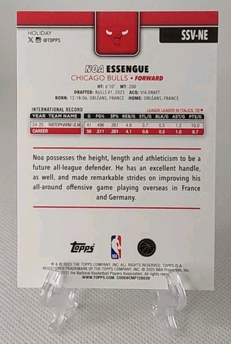 π2025-26 topps holiday NOA ESSENGUE (rookie/snow variation/SP) #SSV-NEπ - Picture 2 of 2
