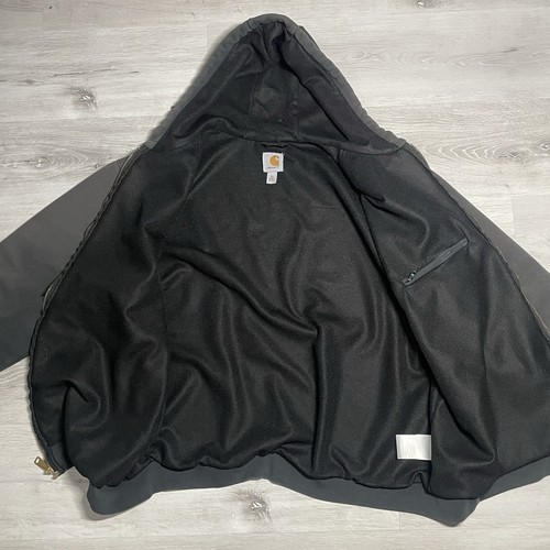 Carhartt Rain Defender Vintage Hoodie Mens XL Blue 90s Thermal Lined Zip Up Blue - Picture 8 of 10