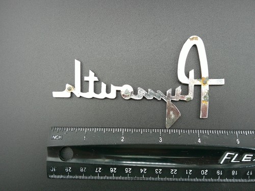 Vintage Plymouth Script Emblem Badge Chrome Metal Ornament Classic OEM 1950s - Bild 11 von 11