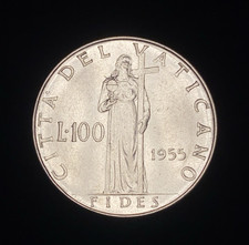 1955 Vatican City 100 Lire -  Pope Pius XII
