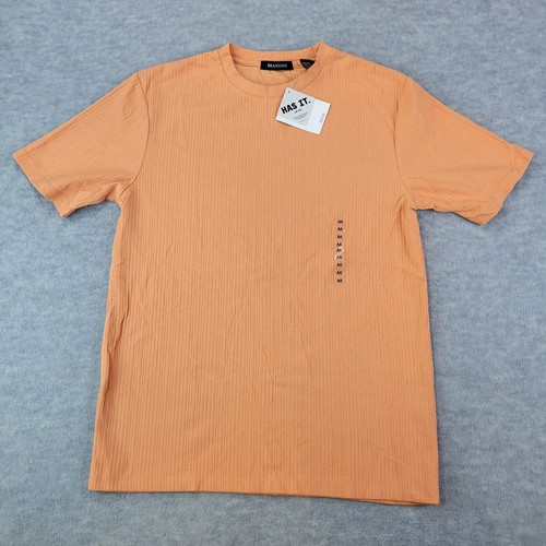 Brandini Dressy T-Shirt Crew Neck Ribbed Short Sleeve Orange Men's M NWT