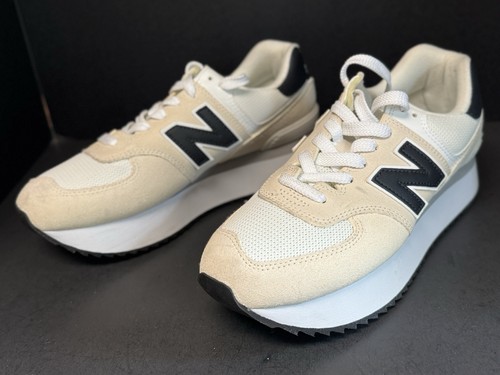 New Balance 574 PLATFORM Sneakers Tennis Shoes WM 10.5 Beige White Wl574-ZAH EUC