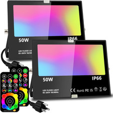 Led Flood Light 500W Equivalent, RGBW Led Outdoor Lights Colored Floodlight with