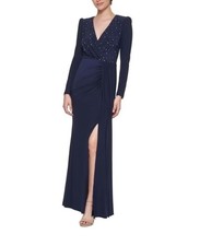 Vince Camuto Formal rhinestone Dress 16 $228 Long Gown Jersey Knit
