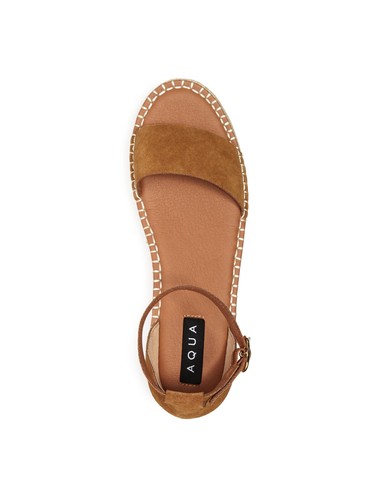 Aqua Damenschuhe braun 1,5" Plateau-Stitch Ria Keilabsatz Leder Espadrille 6,5 M