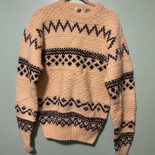 Field Gear Herren Medium 100 % schottische Shetlandwolle elfenbeinfarben Chevron Zopfmuster - Bild 1 von 9