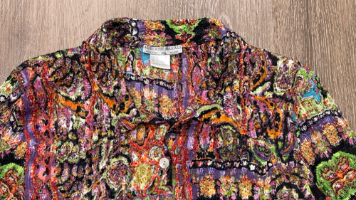 Camicetta Alberto Makali Top Small Crinkle Artsy Art to Wear psichedelica anni 90 Y2K - Foto 2 di 7