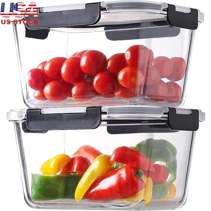 2 Packs Glass Storage Containers Leak Proof Microwave Oven Safe BPA Free New