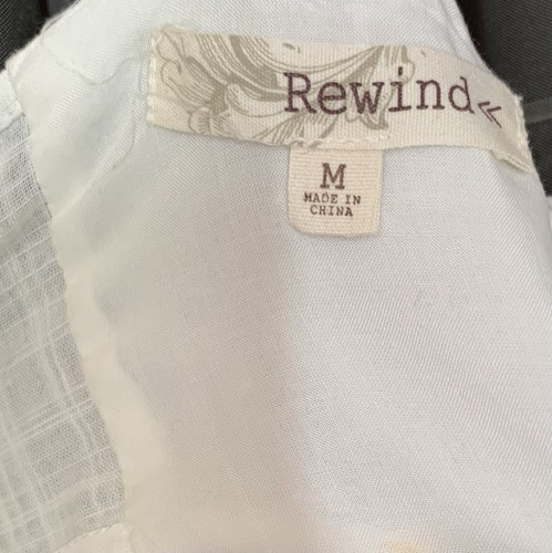 REWIND white summer dress. Daisy pattern. Open back with sash. Size Medium - Picture 2 of 9