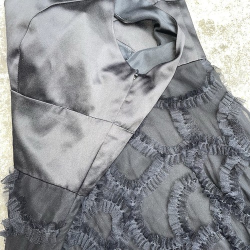 ALANNAH HILL Designer Silk Black Floral Ruffle Mini Party Dress SZ 8-10 Y2K 60s - Picture 16 of 19