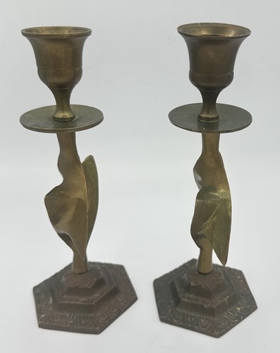 2 - Solid Brass Judaica Jewish Shabbat Candle Holders Star of David Design 6.25" - Picture 4 of 8