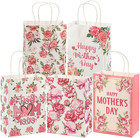 Mother'S Day Gift Bags with Elegant Pink Floral – Flower Party Bag for Mothers D