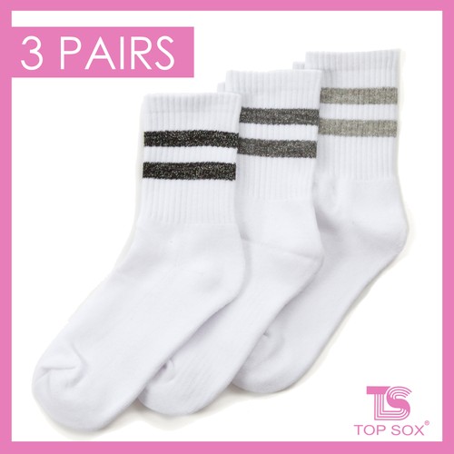 TOPSOX 3 Pairs Kids Girls Leisure Sport White Socks Cotton Rich 9-12 12-3 4-5 - Picture 4 of 9