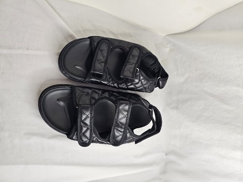 Womens Black Quilted Strap Sandals Size 38 | Fashion Comfort Slides | Unbranded  - Picture 1 of 5