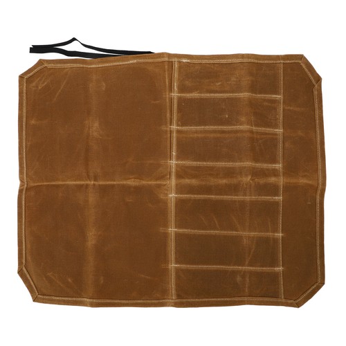 (Khaki)Waxed Canvas Knife Bag 7 Pocket Foldable Chef Knife Roll Bag For AG - Picture 4 of 12