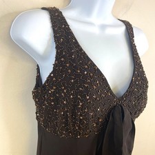 Vintage Y2K Babydoll Forest Fairy Dress 8 Petite Brown Prom Party Dance Flowy