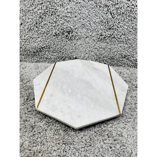 Marbled Hexagon Tray Ceramic With Gold Line Plating Table Moveable - Picture 6 of 10