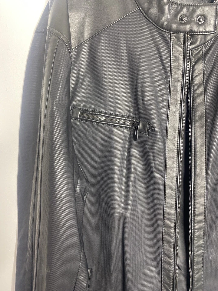 NWT Point Zero - Born Canadian  Men's Vegan Faux Leather XLT Black Biker Jacket - Image 3 of 4