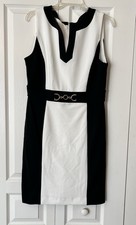 Tahari WomenPolyester Sleeveless Color Block Black & White Dress Size 10 NWT