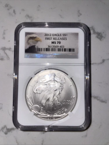 2012 USA Eagle S$1 First Releases NGC MS 70 Eagle Label 1oz .999 Fine Silver