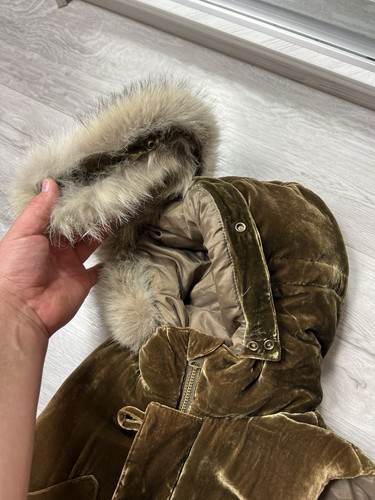 Vintage Polo Ralph Lauren Velour Down Puffer Vest Fur Hood Sleeveless Jacket - Picture 13 of 20