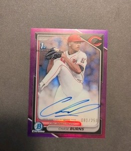 CHASE BURNS 2024 BOWMAN CHROME DRAFT 1ST PURPLE REFRACTOR AUTO /250