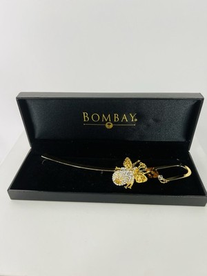 Bombay Gold Tone Crystal Bee Bookmark / Page Marker With Original Box