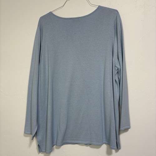 Quacker Factory Blue Women's Top 3X Plus Snowflake Beaded Cotton Blend Winter - Picture 3 of 8