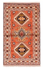 Vintage 3'11" x 6'5" Geometric Hand-Knotted Carpet Traditional Wool Area Rug