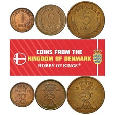 Denmark | 3 Coin Set | 1 2 5 Ore | 1960 - 1972