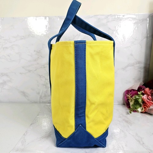 Ralph Lauren POLO Canvas Blue Yellow Big Pony Embroidery Tote Bag Vintage - Picture 4 of 18