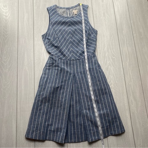 J, Crew Damen Chambray blau & weiß gestreift Faltenrock Etuikleid Größe 00 - Bild 8 von 11