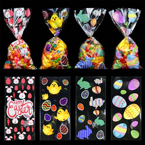100 Pieces Cookie Packing Bags Party Supplies Easter Theme Bunny Egg Pattern - Picture 3 of 10