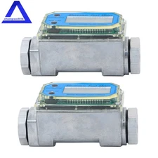 2PCS Precision 1 Inch Digital Flow Meter 2.6-26 GPM for Liquid Flow Measurement