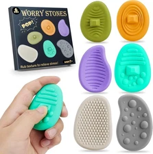 Fidget Toys Worry Stones for Anxiety:6 Pack Sensory Stress-Silent... 