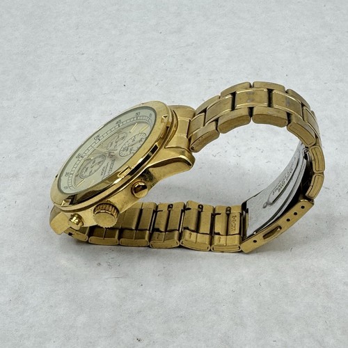 * Seiko Men’s Chronograph Model 4T57-00B0 Wristwatch Gold Dial & Band READ - Picture 4 of 11