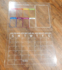 Clear Acrylic Wall Hanging Calendar Schedule, 1 Week List- 2PC 15" X 11"