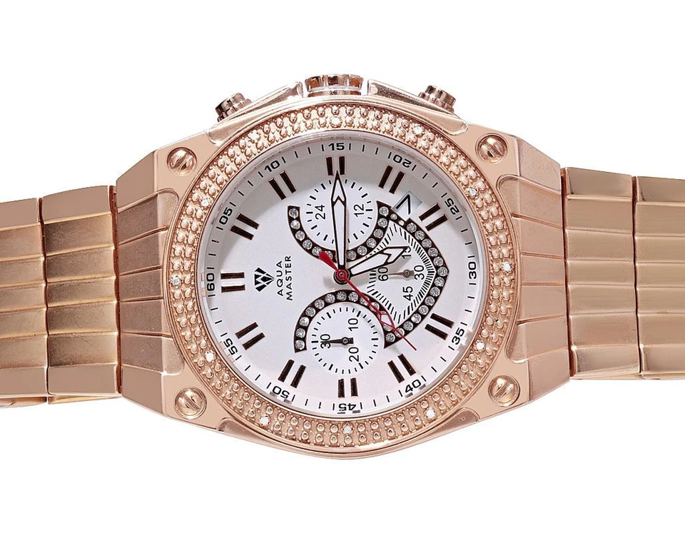 Men's Aqua Master Rose Gold Tone 0.20 CT Real Diamond Watch W#304 - Image 2 of 4