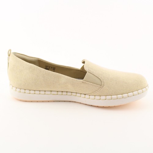 Clarks Step Glow Womens Size 12M Soft Gold Canvas Slip On Loafers Shoes - Picture 4 of 10
